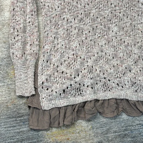 Knox Rose Sheer Knit‎ Tunic Sweater Ruffle Hem Academia Coquette Cottagecore L - Picture 14 of 15